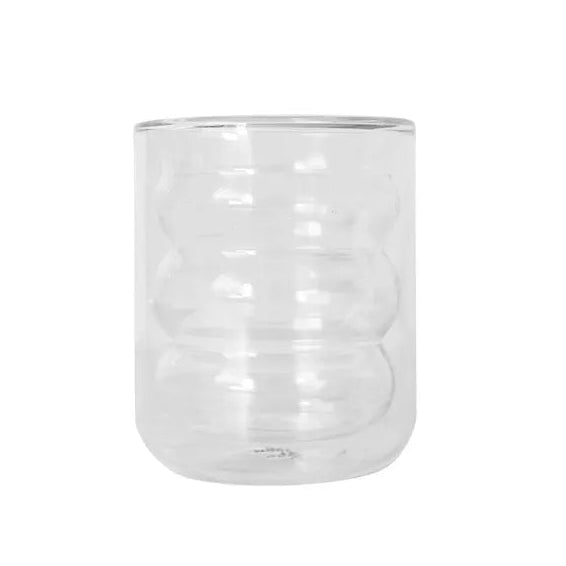 Double Layer Wavey Glass Cup