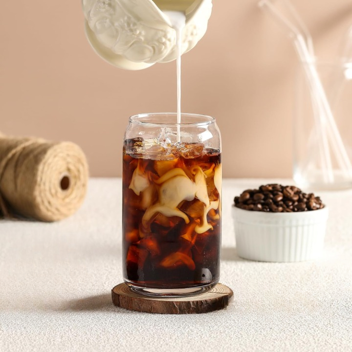 Classic Glass Cup with Glass Straw
