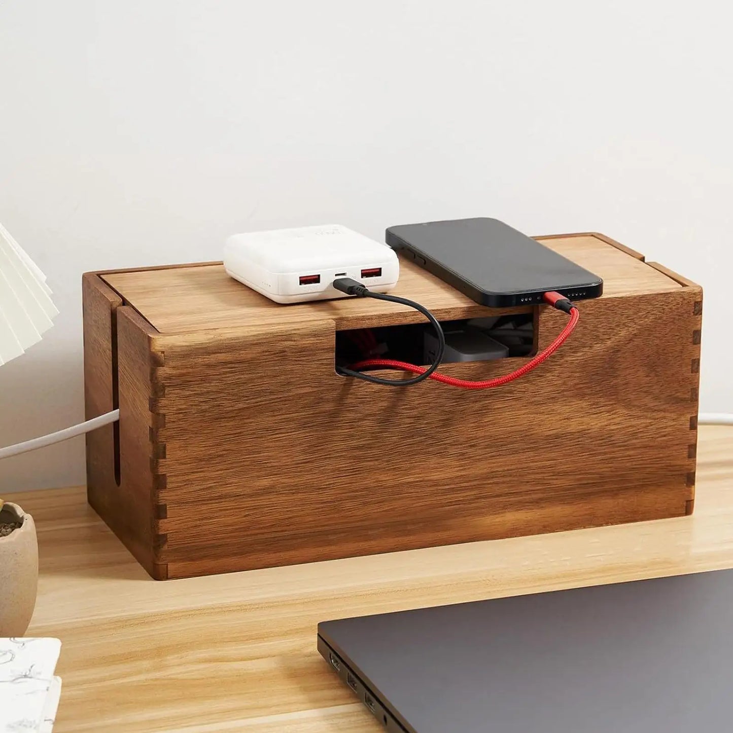 Wooden Organizer Box for Cables & Cords