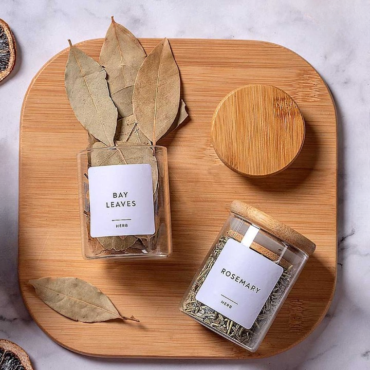 Round Mini Glass Canisters with Wooden Lids