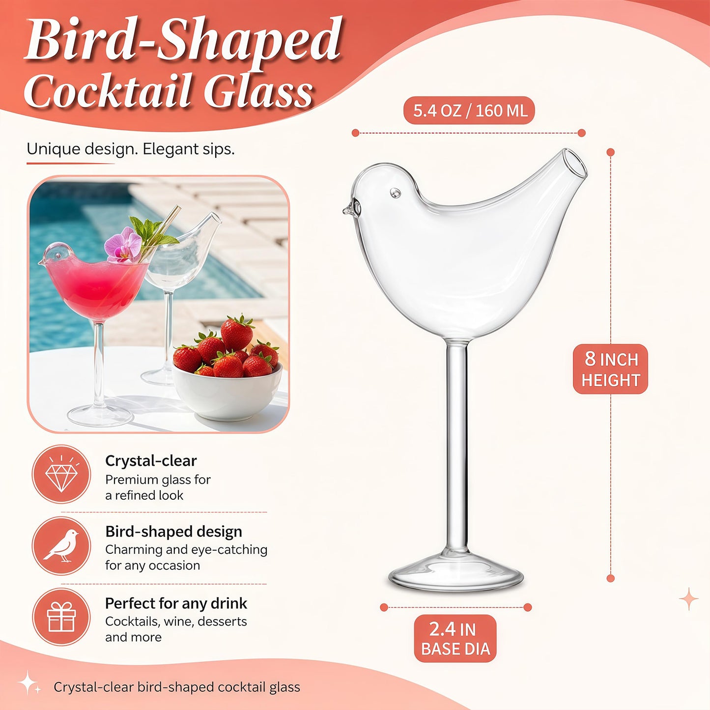 Bird Shaped Cocktail Glass