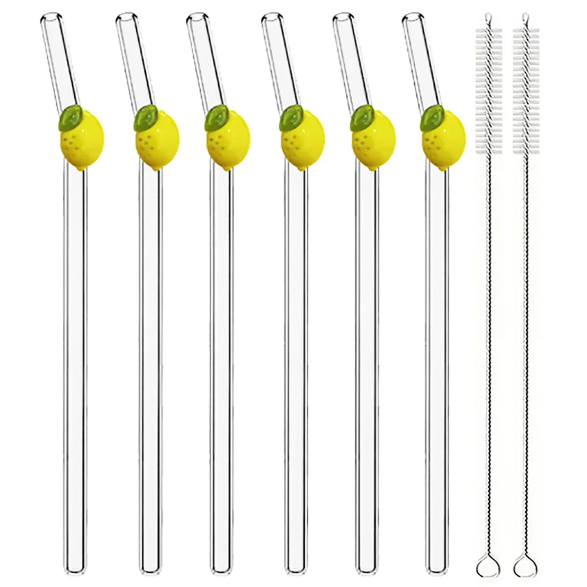 20cm Lemon Glass Straws