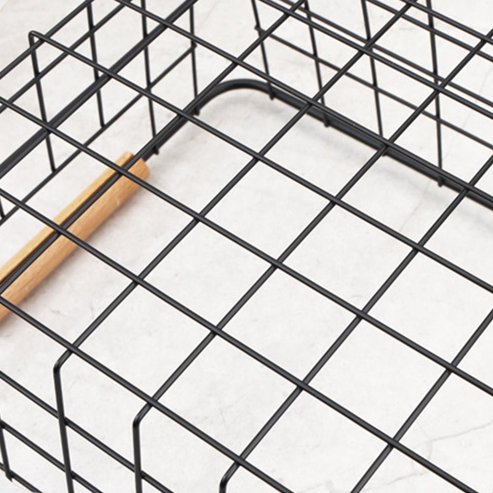 Metal Storage Baskets with Wooden Handles
