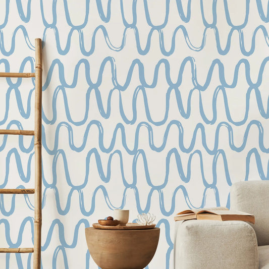 Blue Brush Peel and Stick Wallpaper
