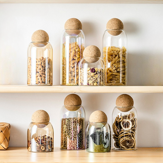 Glass Storage Jar with Ball Cork Lid