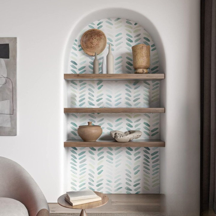 Mini Green Herringbone Peel and Stick Wallpaper