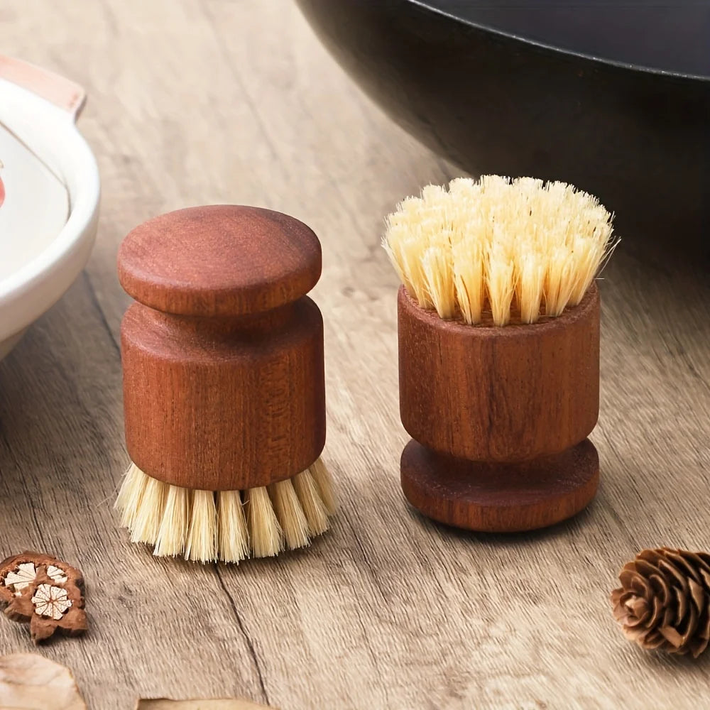Scrub Brush with Hog Bristles and Wooden Handle