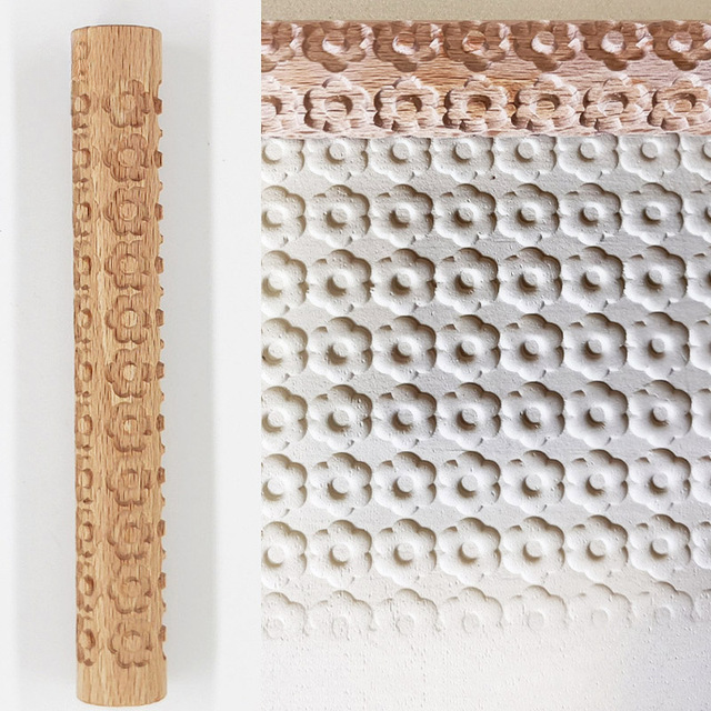 Mini Wooden Embossing Rolling Pins for Creative Baking