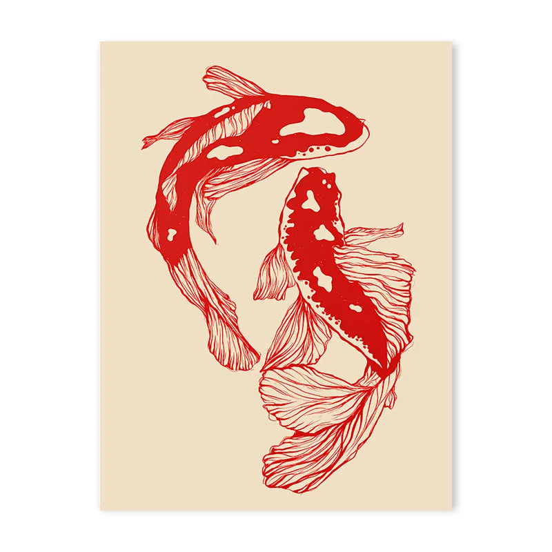 Red Koi Canvas Poster