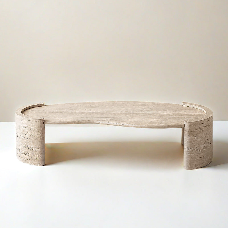 Beige Travertine Long Coffee Table