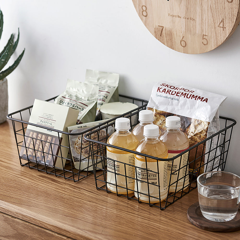 Metal Storage Baskets with Built-In Handles