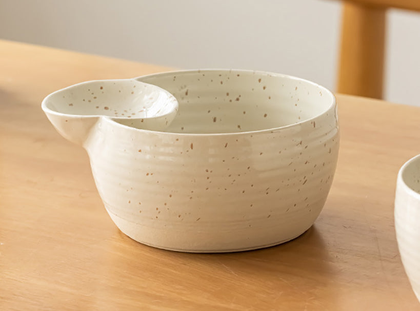 Ceramic Bowl with Built-in Sauce Dip