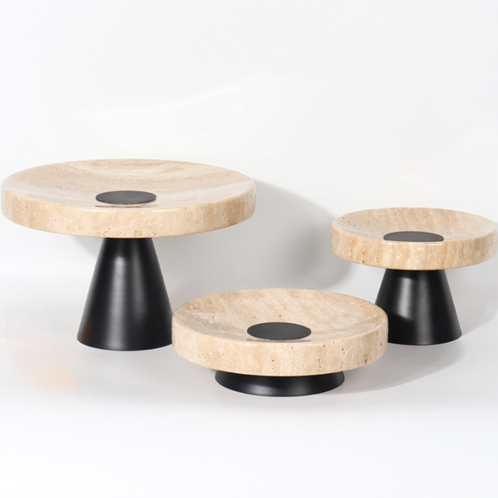 Light Lux Travertine Style Trays with Metal Base
