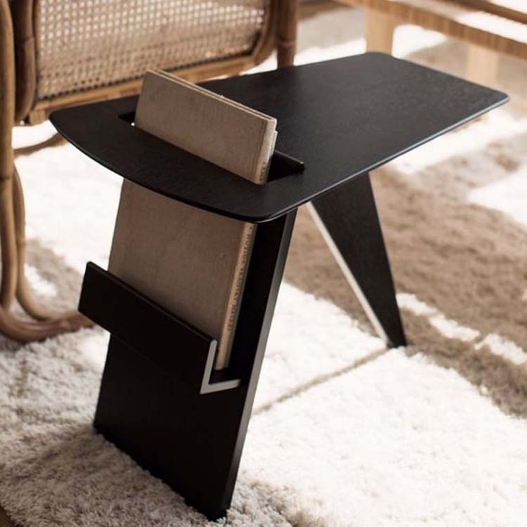 Side Table + Narrow Book Magazine Rack