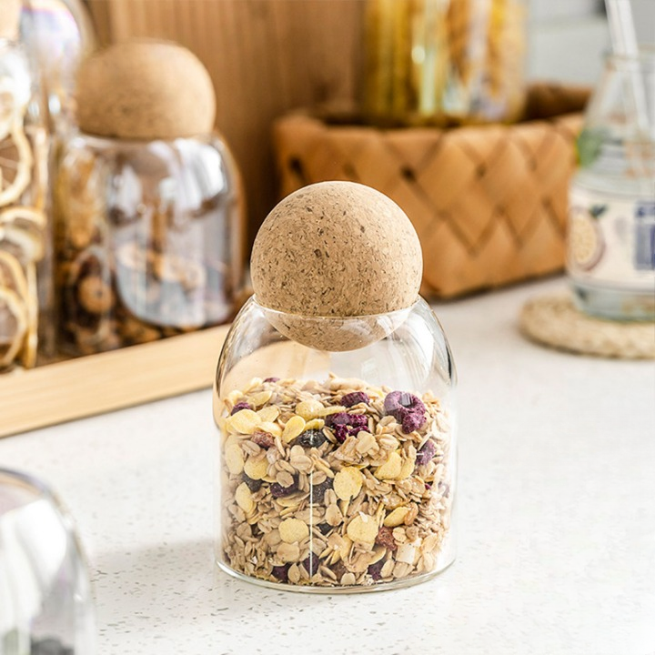 Glass Storage Jar with Ball Cork Lid
