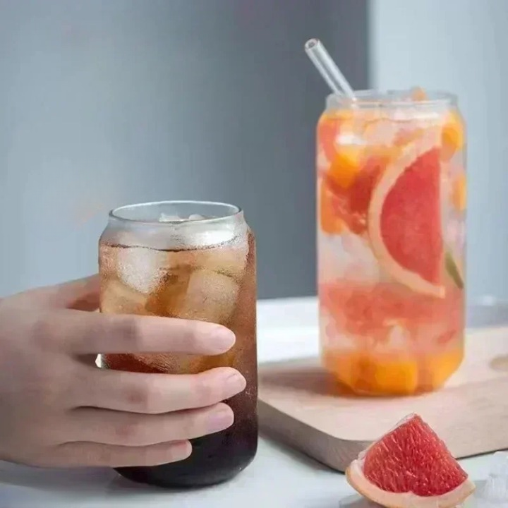 Classic Glass Cup with Glass Straw