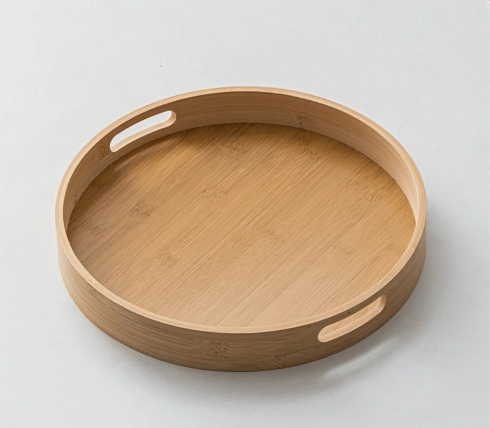 Wooden Round Tray with Handle