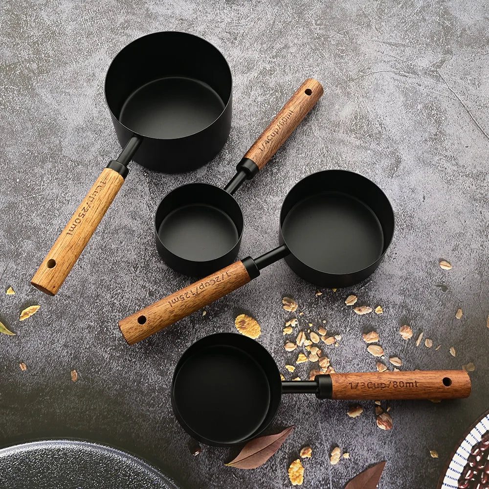 Measuring Cups/Spoons with Wooden Handles (Sets)