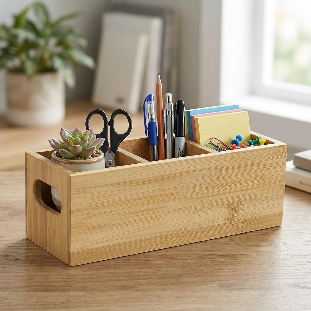 Wooden Desk Organizer with 3 Slots