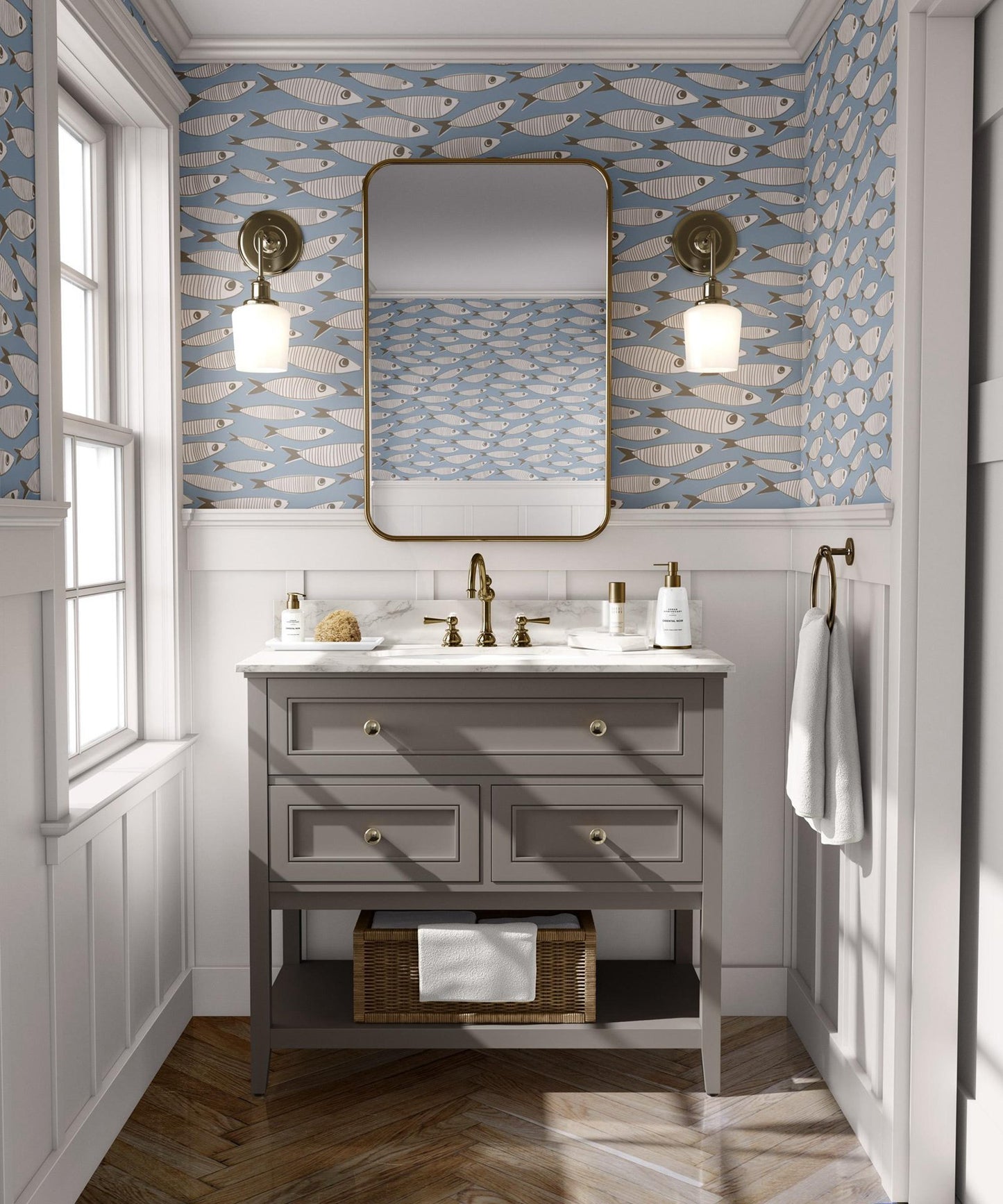 Retro Sardines Peel and Stick Wallpaper
