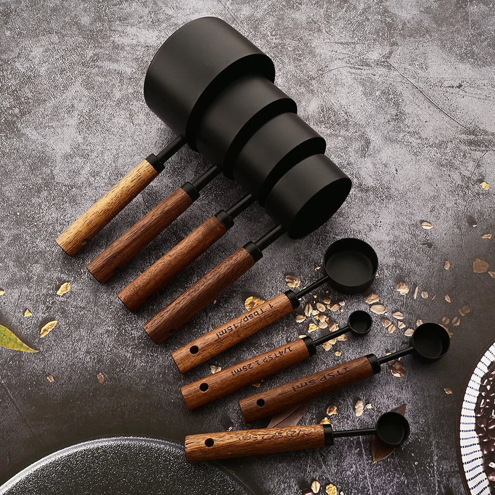 Measuring Cups/Spoons with Wooden Handles (Sets)
