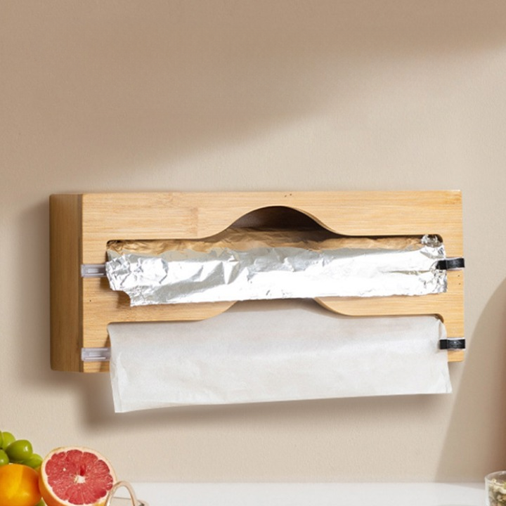 Wooden Foil & Baking Paper Dispenser with Cutter