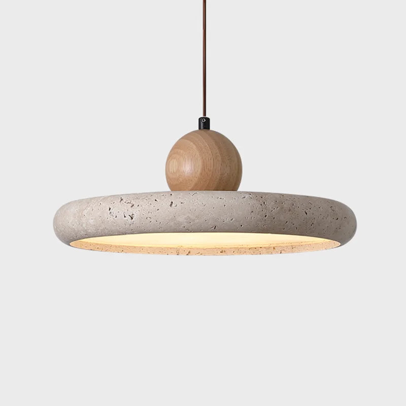 Natural Stone & Wood Pendant Fixture