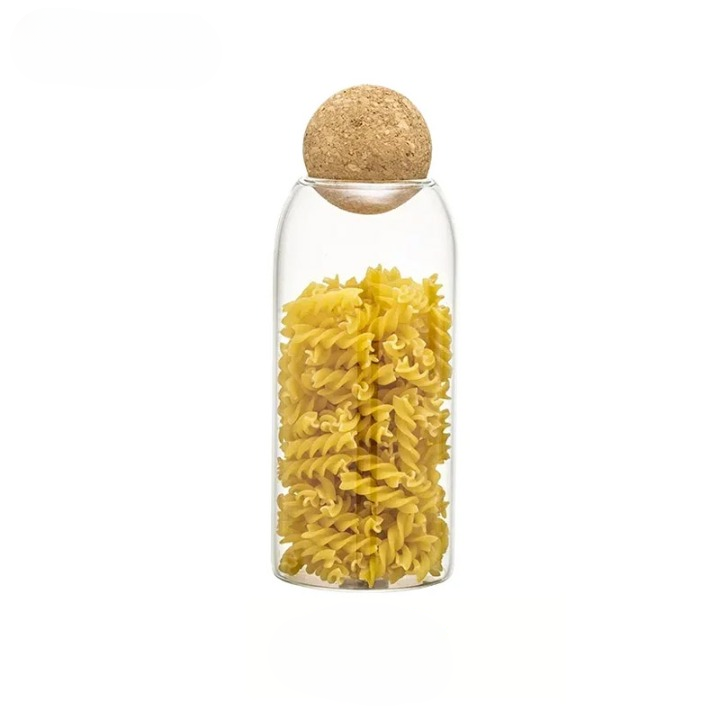 Glass Storage Jar with Ball Cork Lid