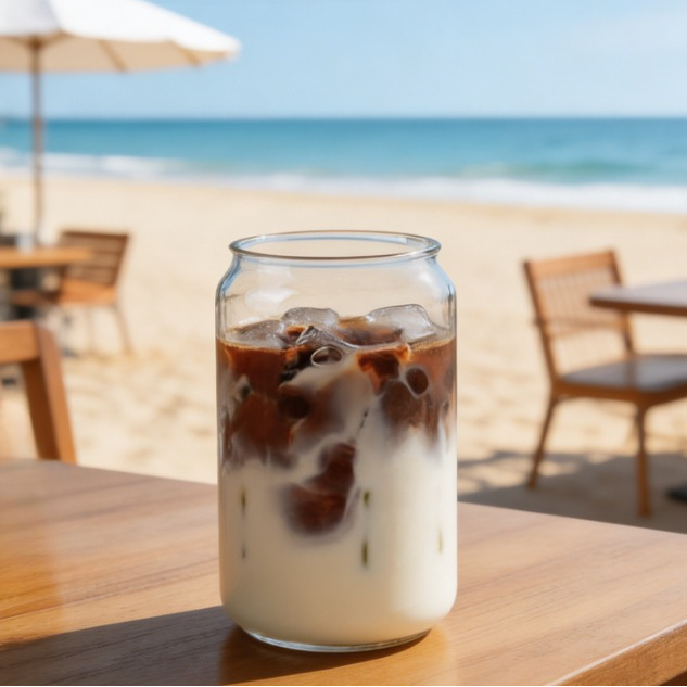 Classic Glass Cup with Glass Straw