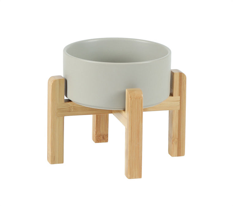 Classic Ceramic Bowls with Wooden Stands