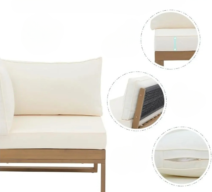 4-Piece Patio Sectional Sofa Set with Built-in Table