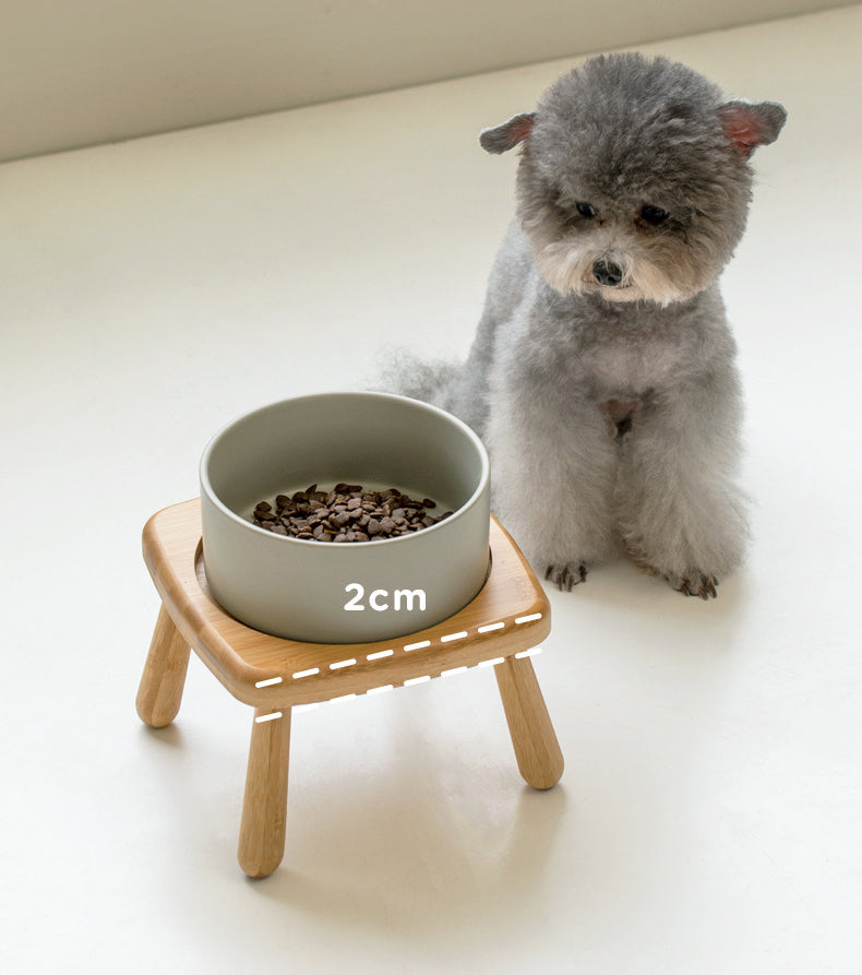 Ceramic Bowls with Oval Wooden Stands