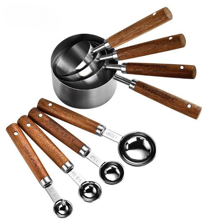 Measuring Cups/Spoons with Wooden Handles (Sets)