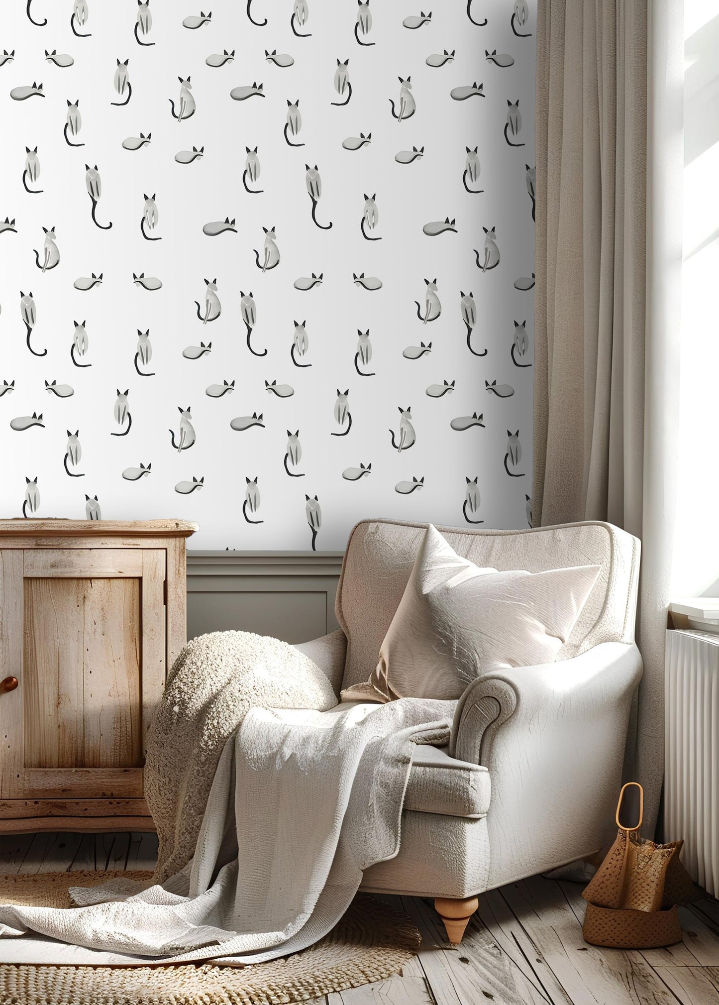 Elegant Cats Peel and Stick Wallpaper