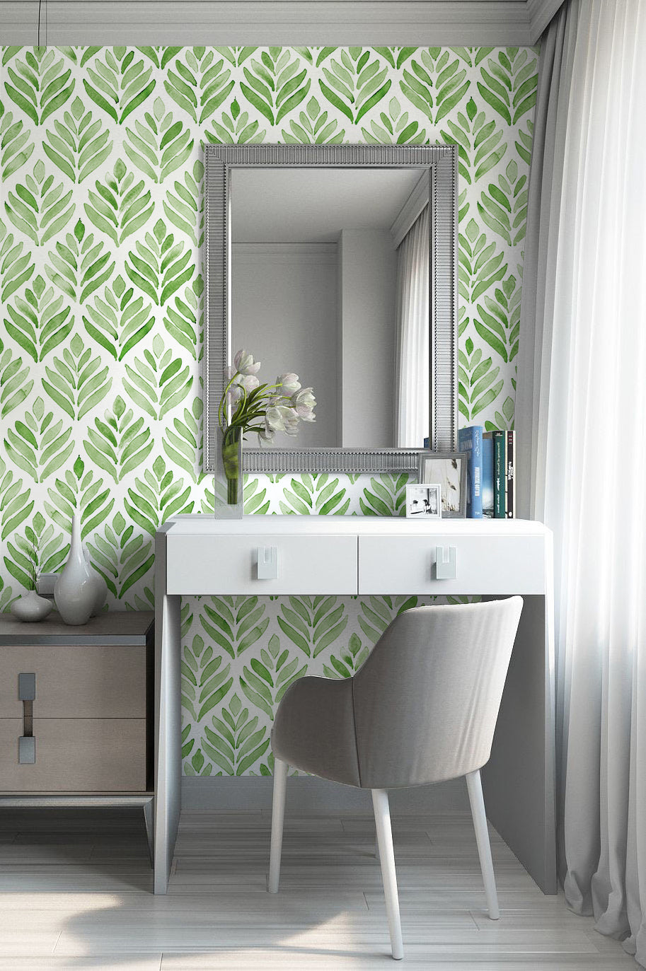 Green Leaves Peel And Stick Wallpaper
