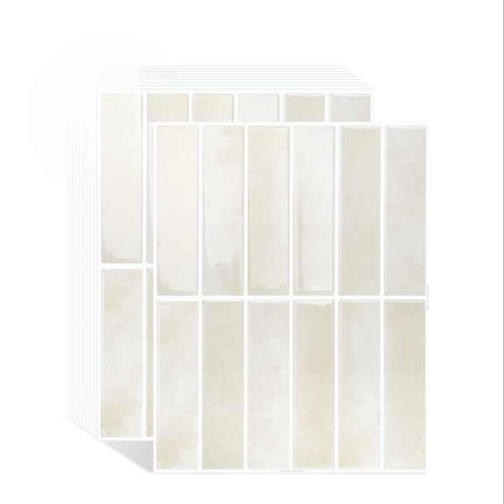 Beige Rectangular Removable Tile Stickers