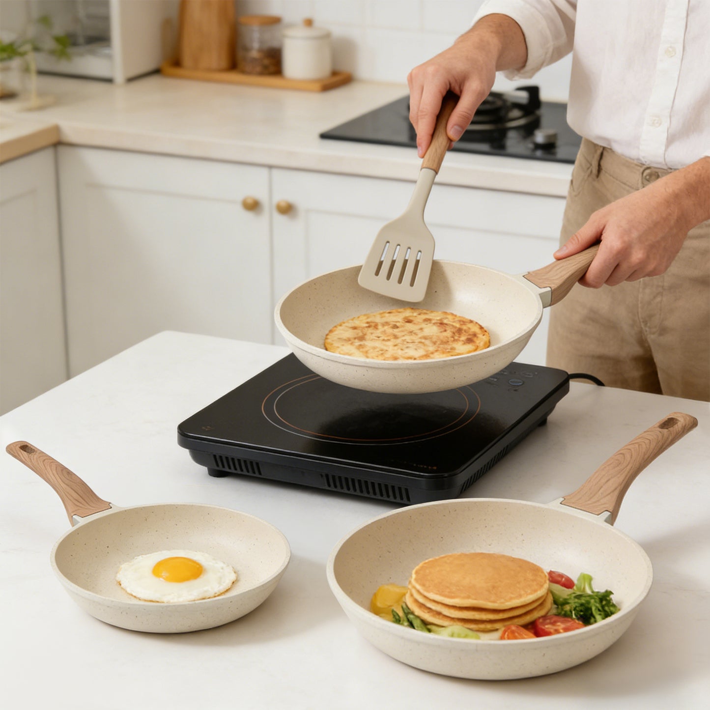 Frying Pans with Wooden Handles