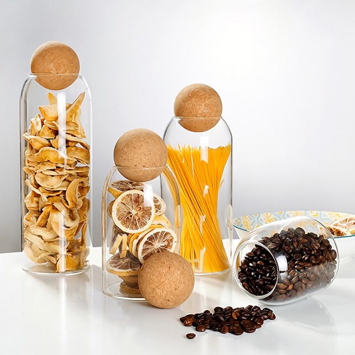 Glass Storage Jar with Ball Cork Lid