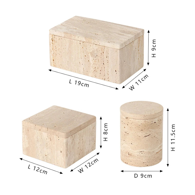 Travertine Style Stone Storage Boxes