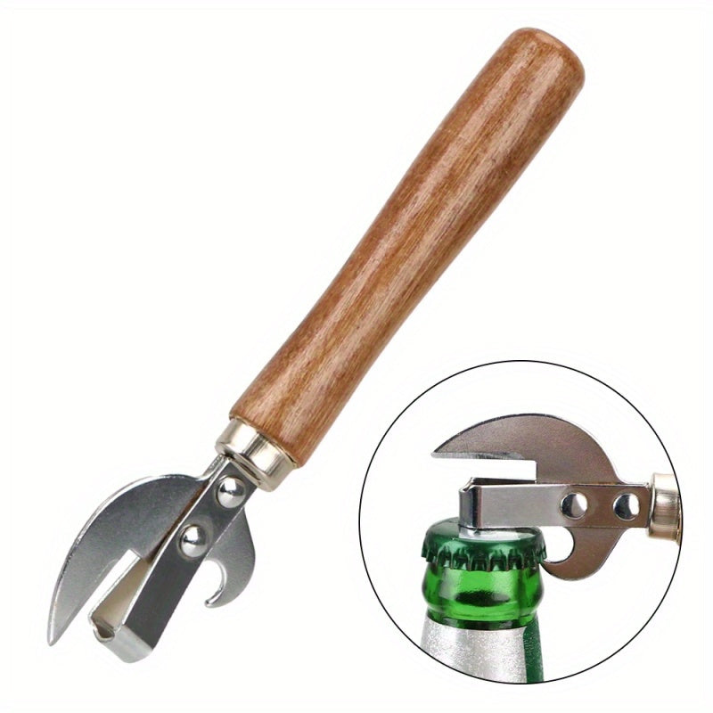 Manual Can Opener with Wooden Handle