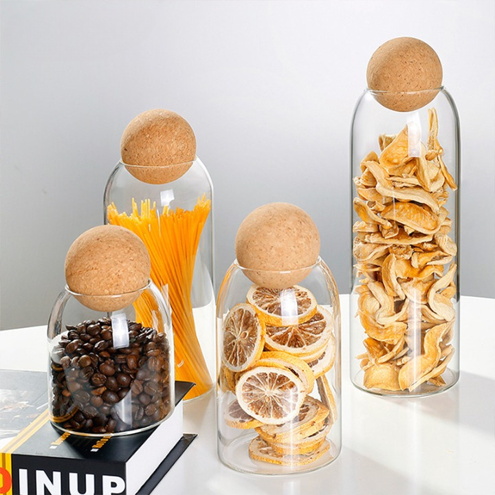 Glass Storage Jar with Ball Cork Lid