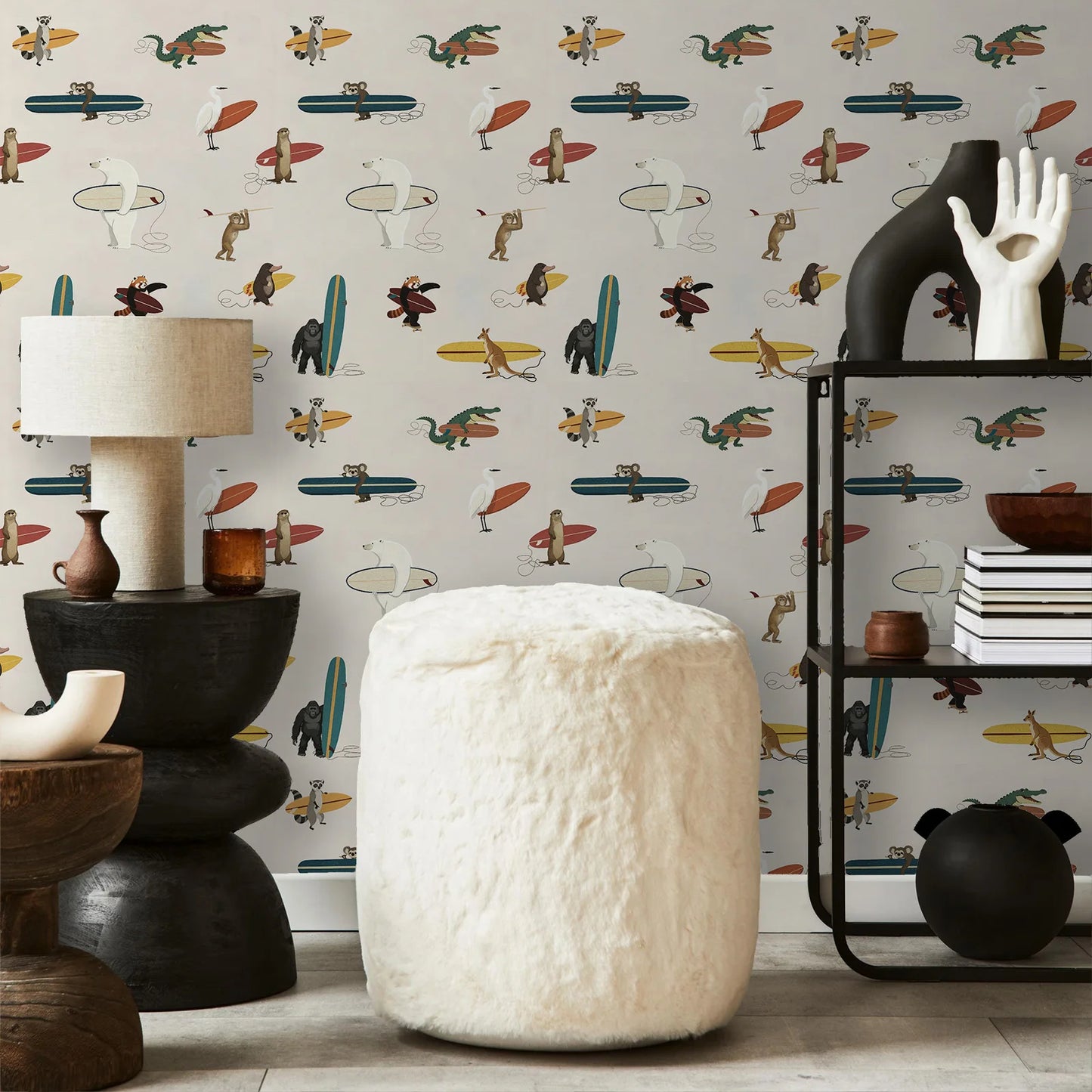 Animal Surfers Peel and Stick Wallpaper