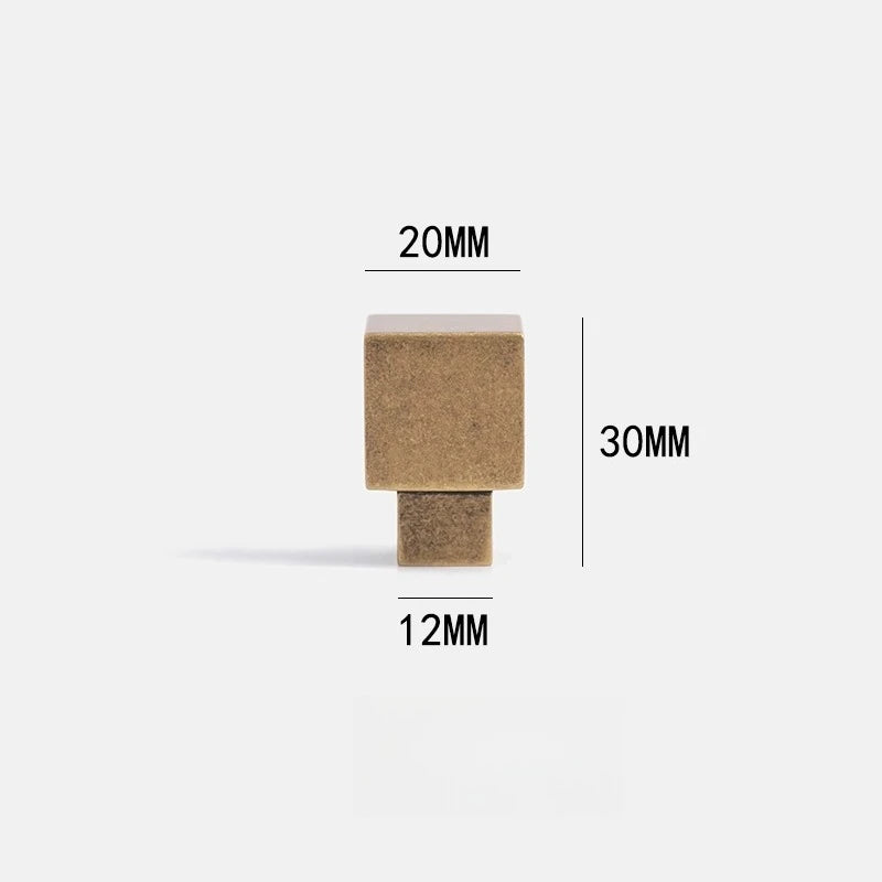 Small Square Solid Brass Handle for Cabinets and Drawers