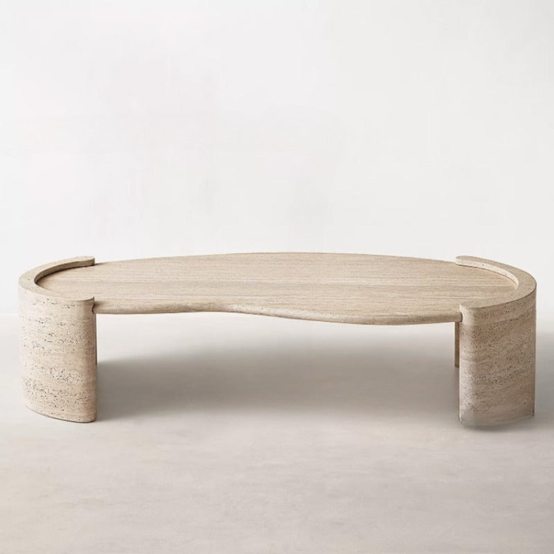 Beige Travertine Long Coffee Table