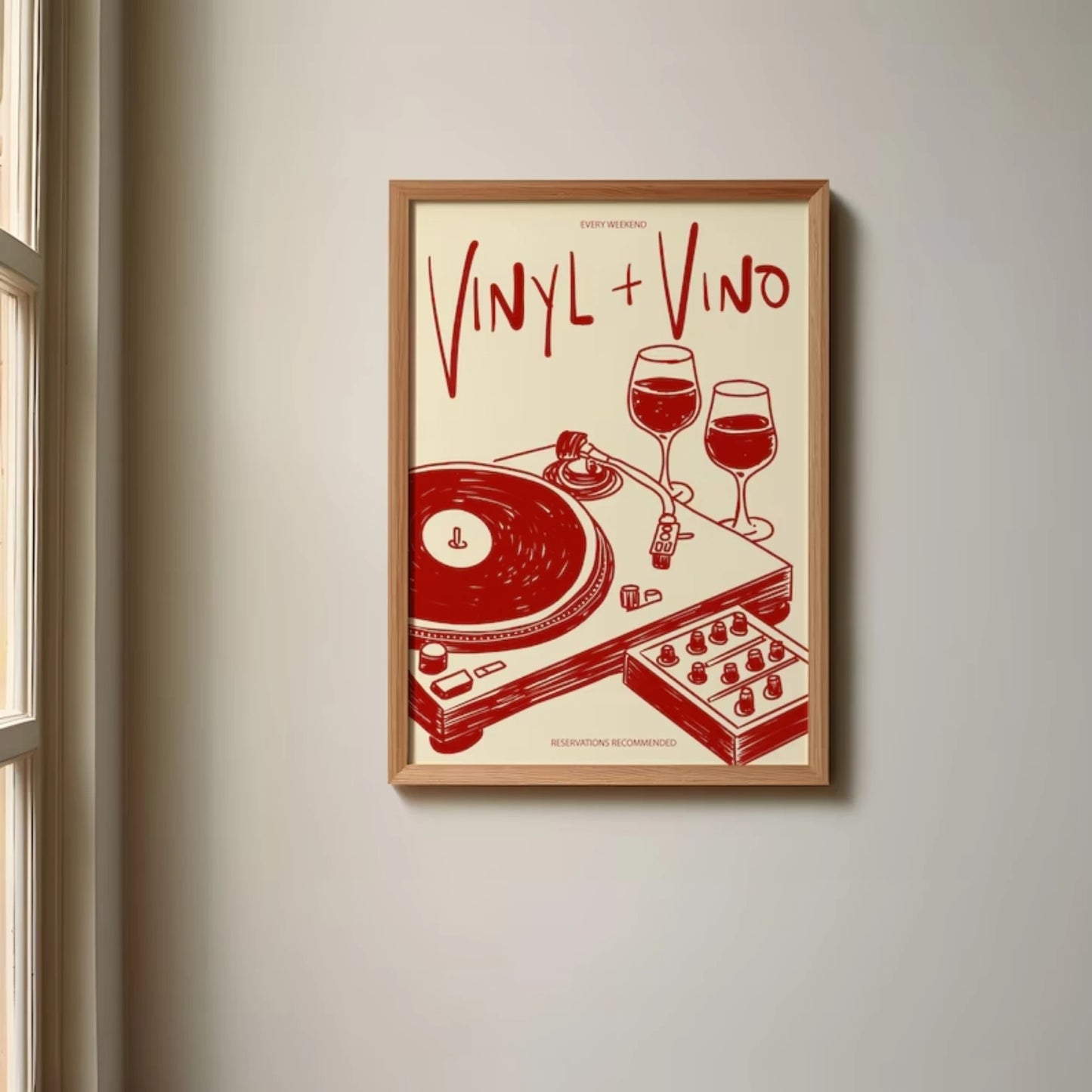 Vinyl & Vino Canvas Poster