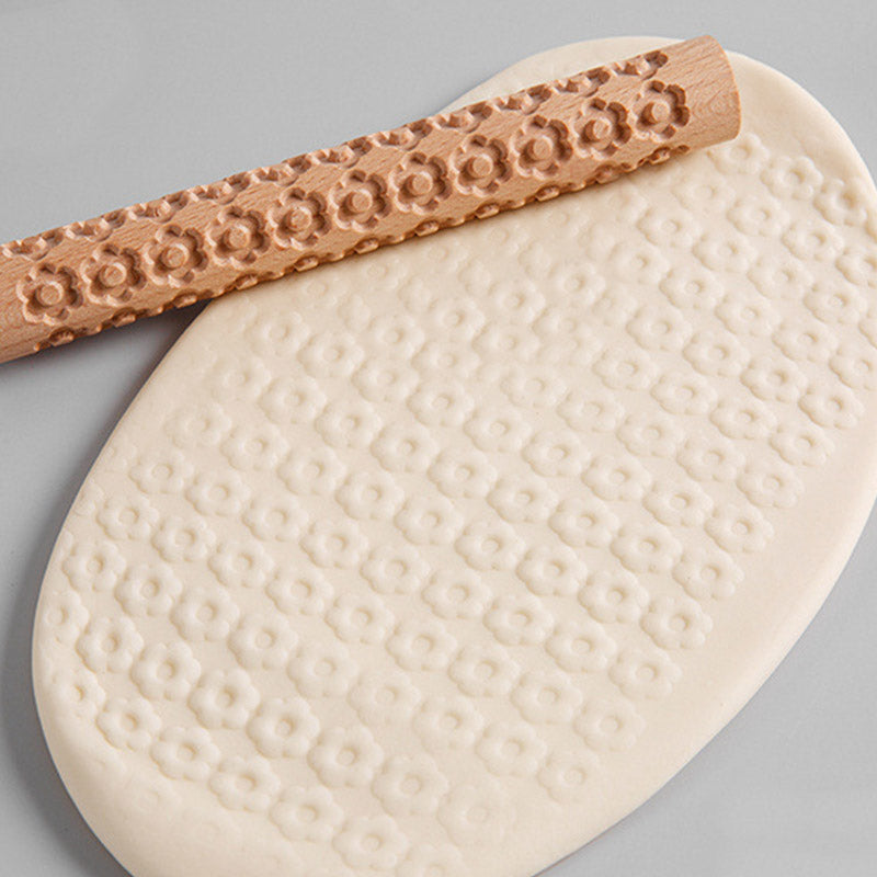 Mini Wooden Embossing Rolling Pins for Creative Baking
