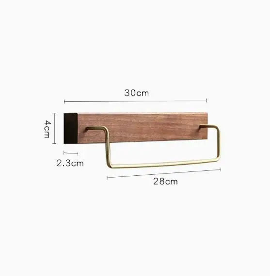 Wood & Brass Towel Rack