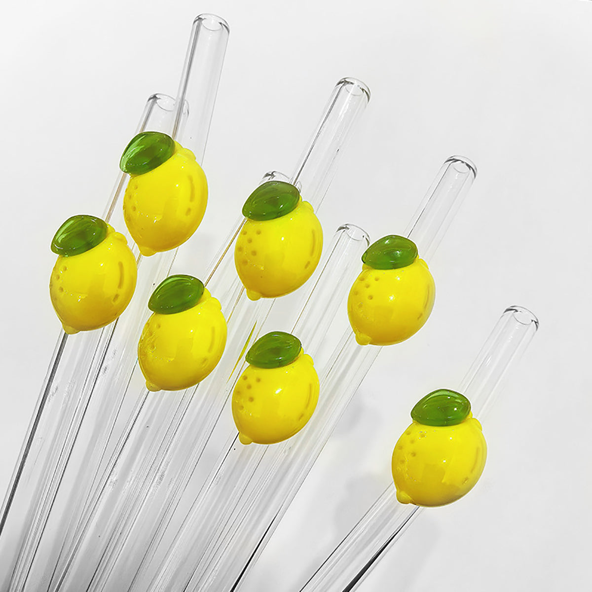 20cm Lemon Glass Straws