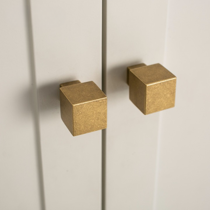 Small Square Solid Brass Handle for Cabinets and Drawers