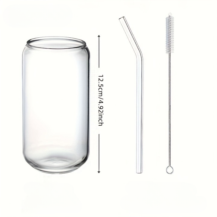 Classic Glass Cup with Glass Straw